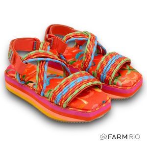 FARM RIO Tropical Platform Sandal in Multi Size 8 NWOT